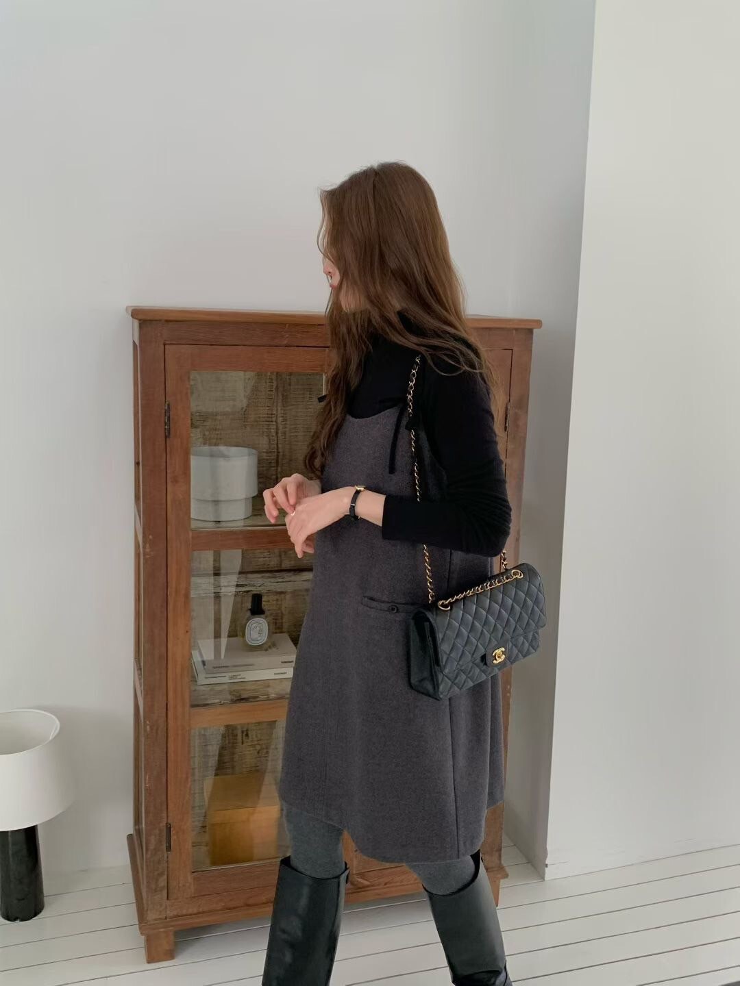 配色蝴蝶結肩帶造型背心裙短洋裝-F / 2色