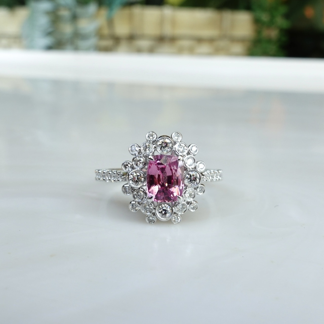 1.11ct無燒枕形Padparadscha 18K金戒指/吊墜兩用款 - 日出色  (帶寶石證書)