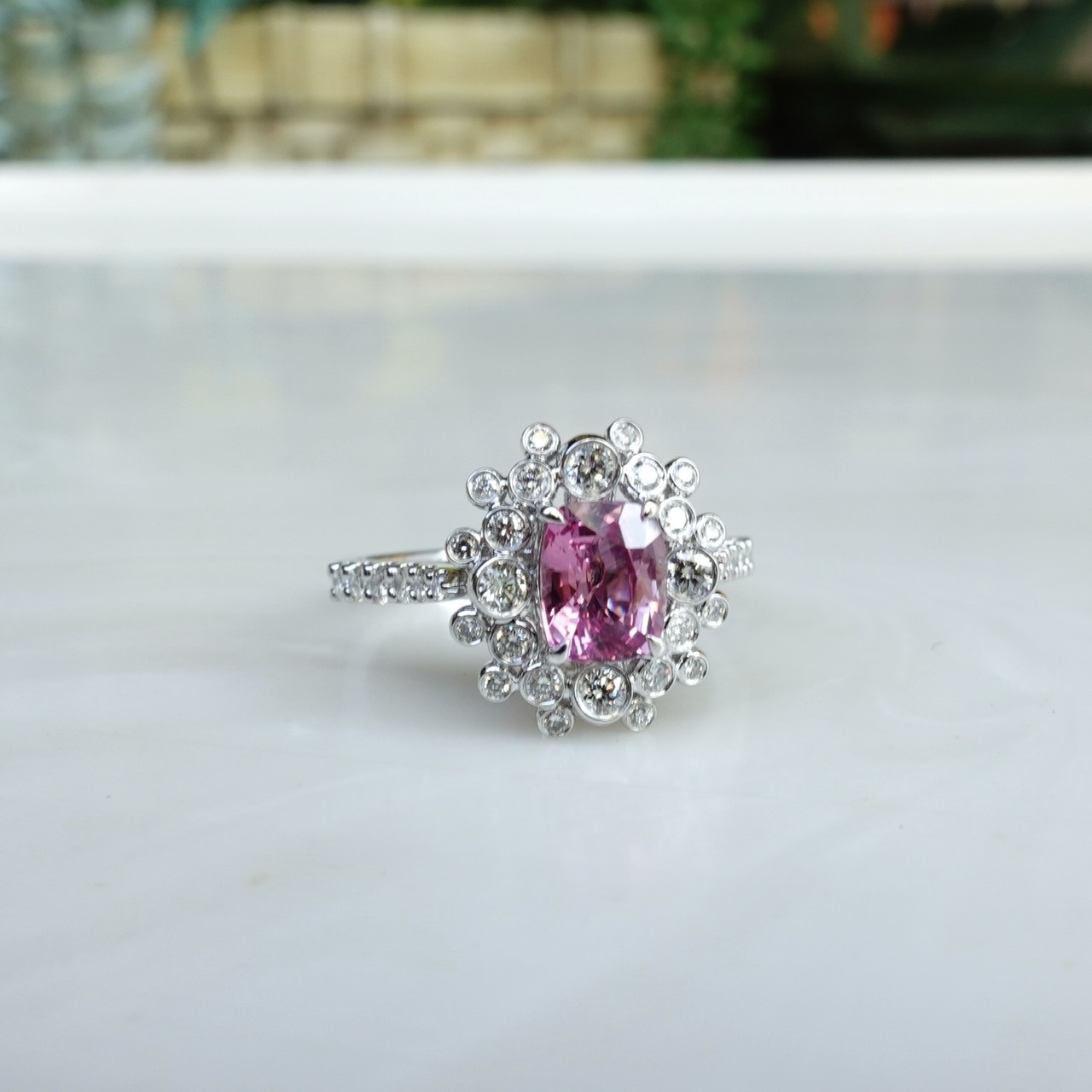 1.11ct無燒枕形Padparadscha 18K金戒指/吊墜兩用款 - 日出色  (帶寶石證書)