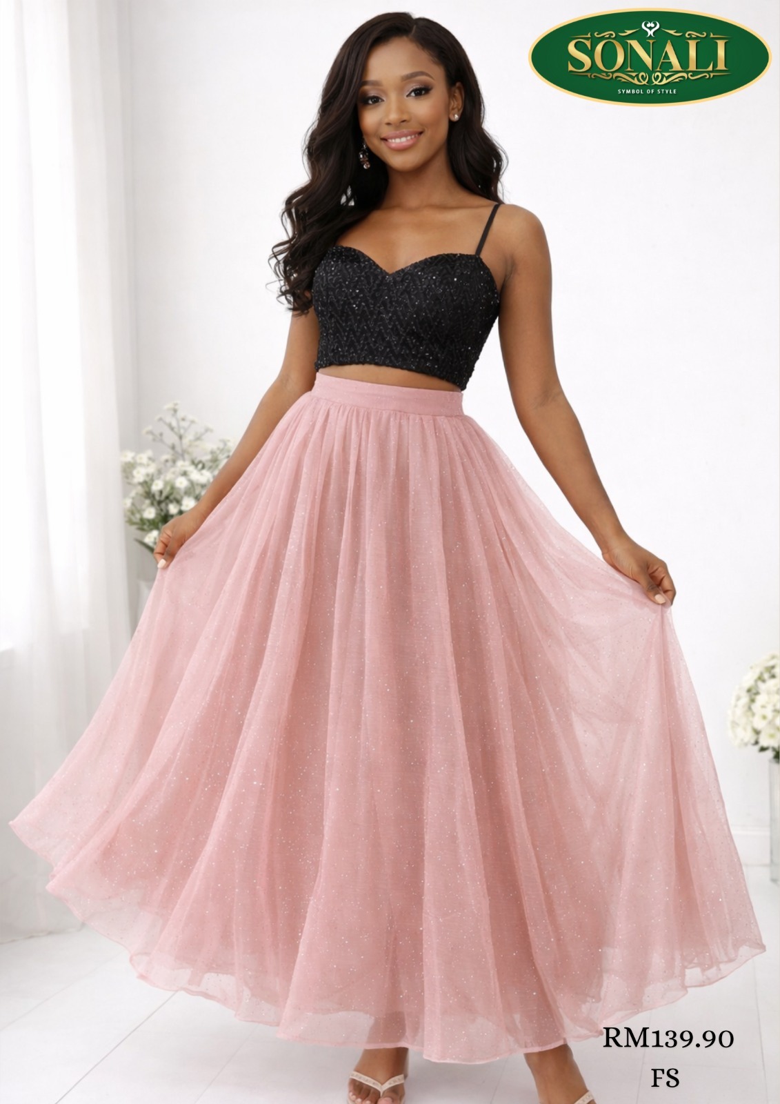 Sonali Premium Quality Women's Pure Rayon Cotton with Stone Work Skirts - Free Size