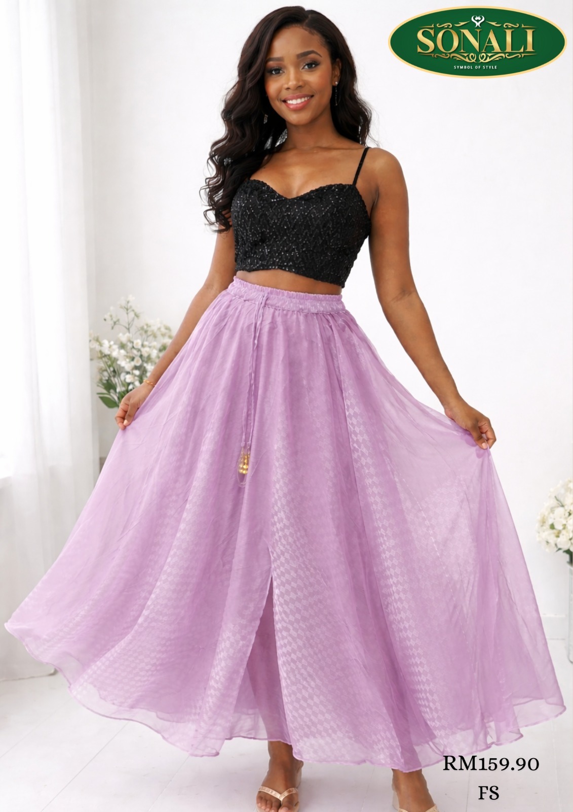 Sonali Premium Quality Women's Pure Rayon Cotton with Stone Work Skirts - Free Size