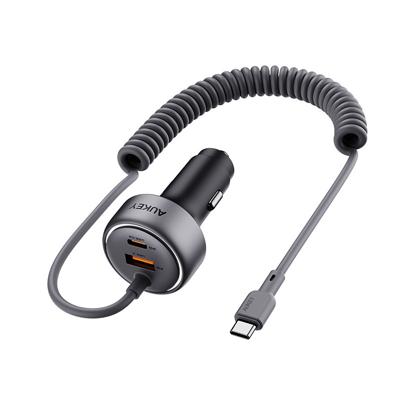 AUKEY 自帶線3孔75W PD快充車用充電器／點菸器 CC-P2