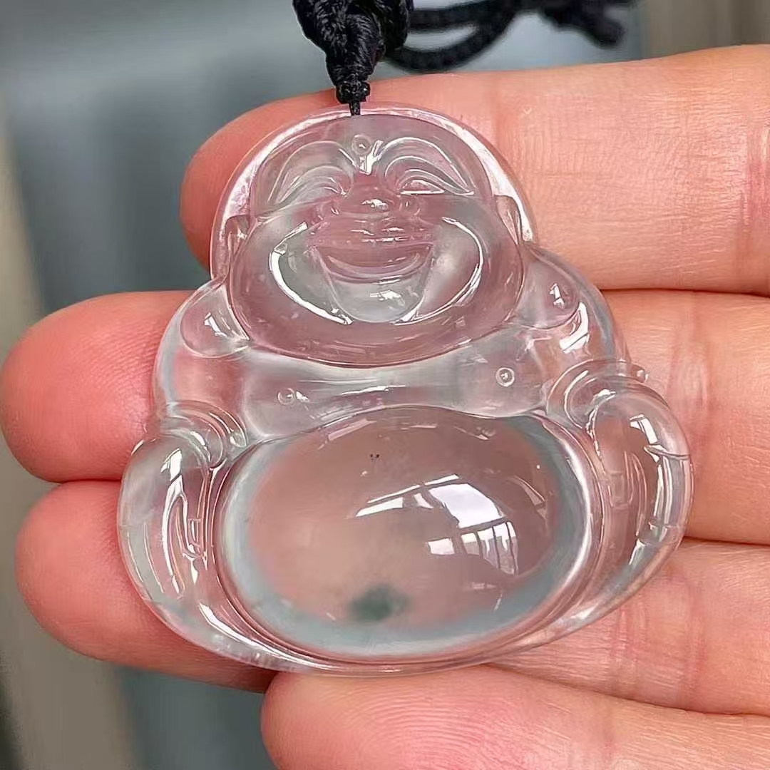 12255511 翡翠玻璃種飄花佛公吊墜