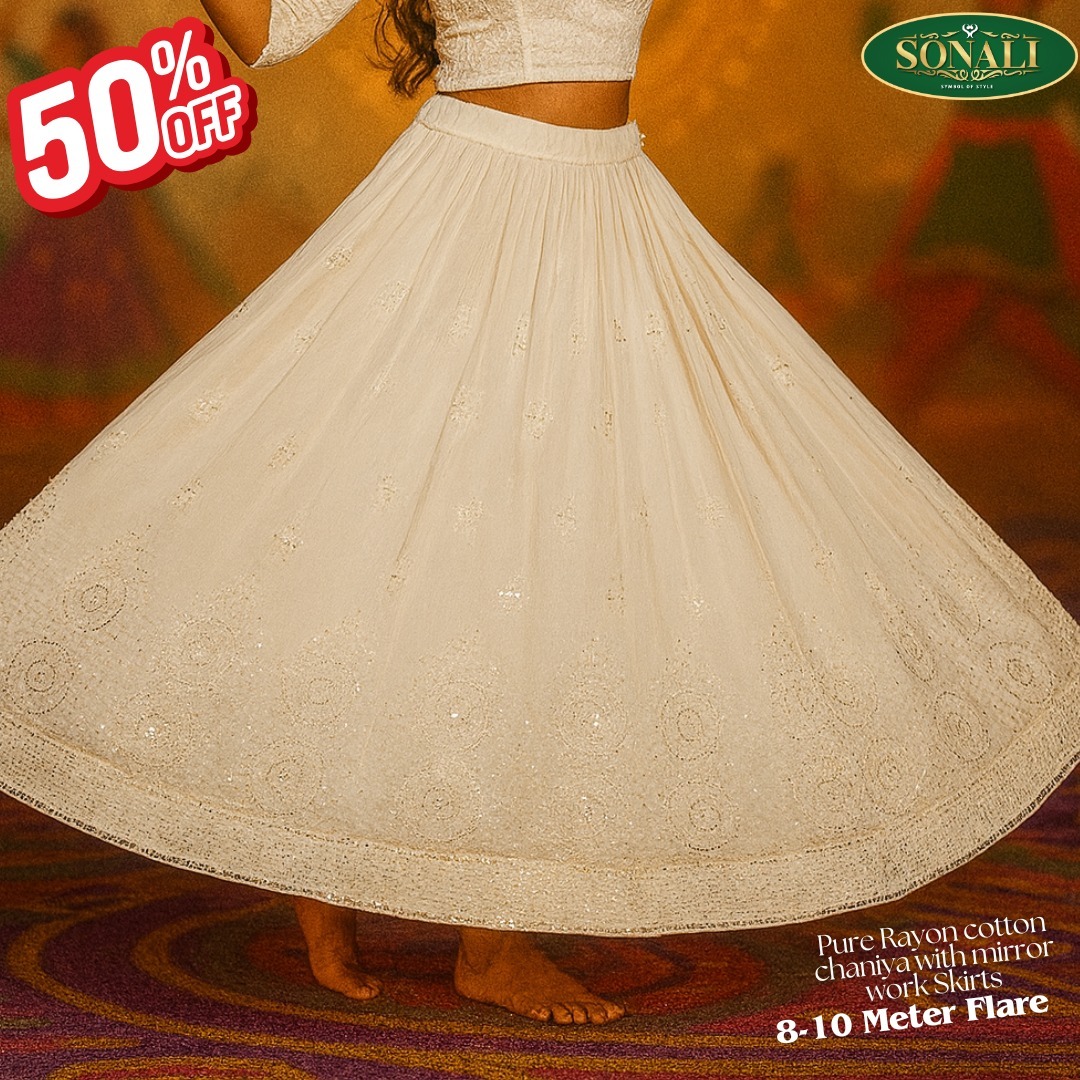 Sonali Premium Quality Women's Pure Rayon Cotton Chaniya with Mirror Work Skirts