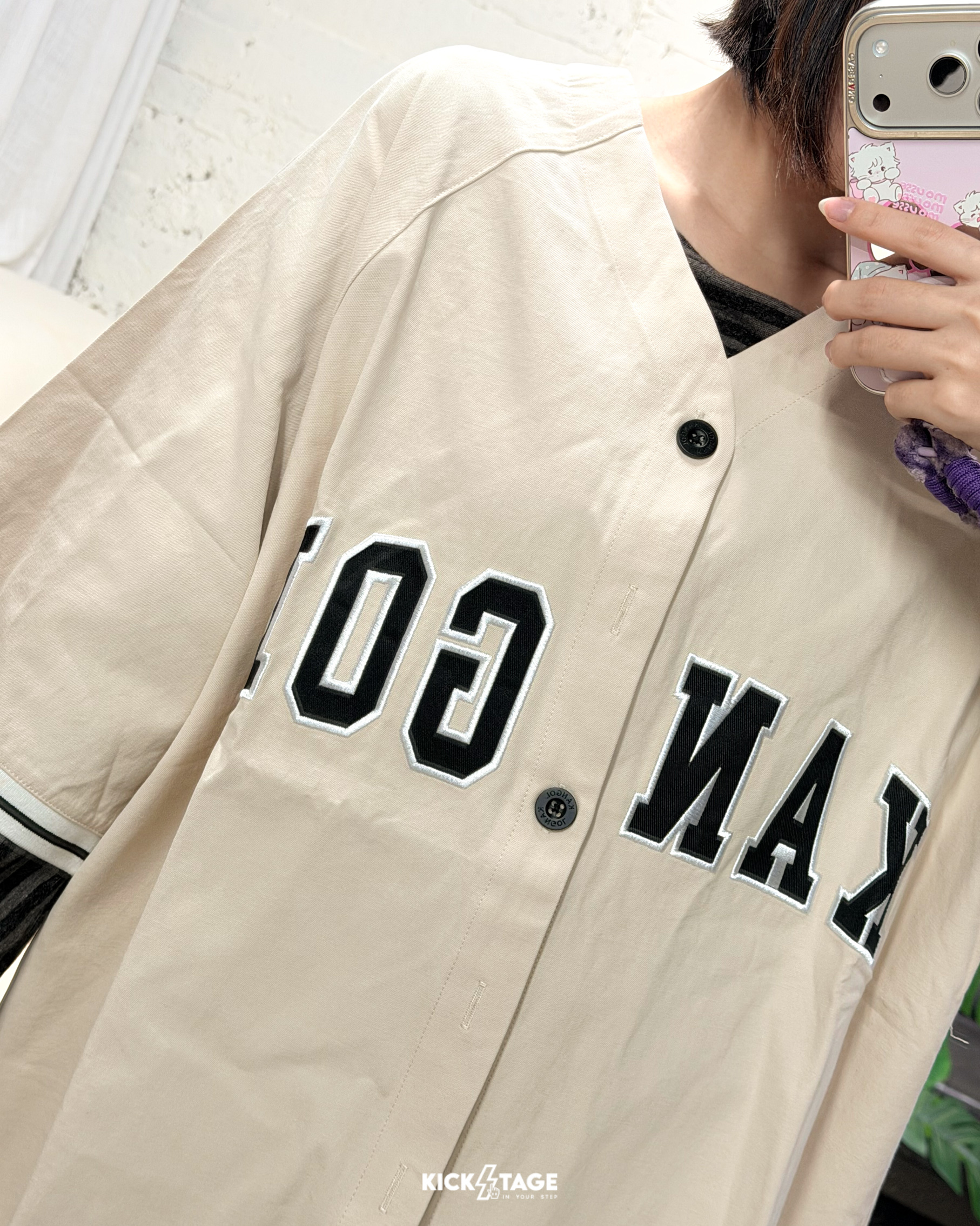 男女款 KANGOL TEE 杏色 英國 袋鼠 休閒 復古 棒球衣 襯衫 短T【6425147132】