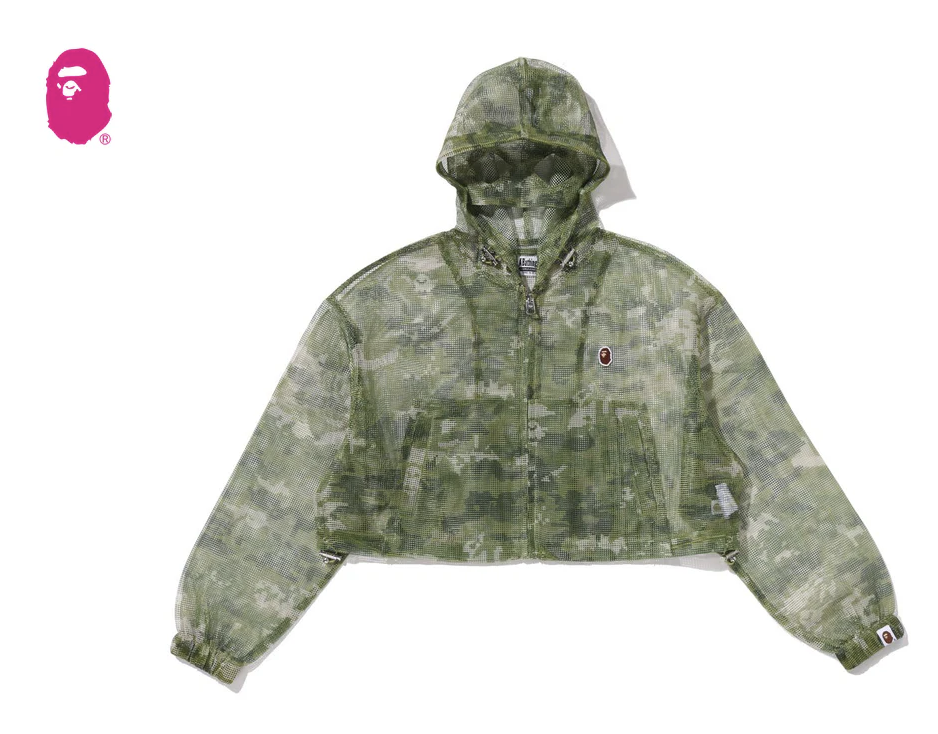 【BAPE女生】0103 發售  寬短版 MULTI PIXEL CAMO MESH CROPPED HOOODED JACKET