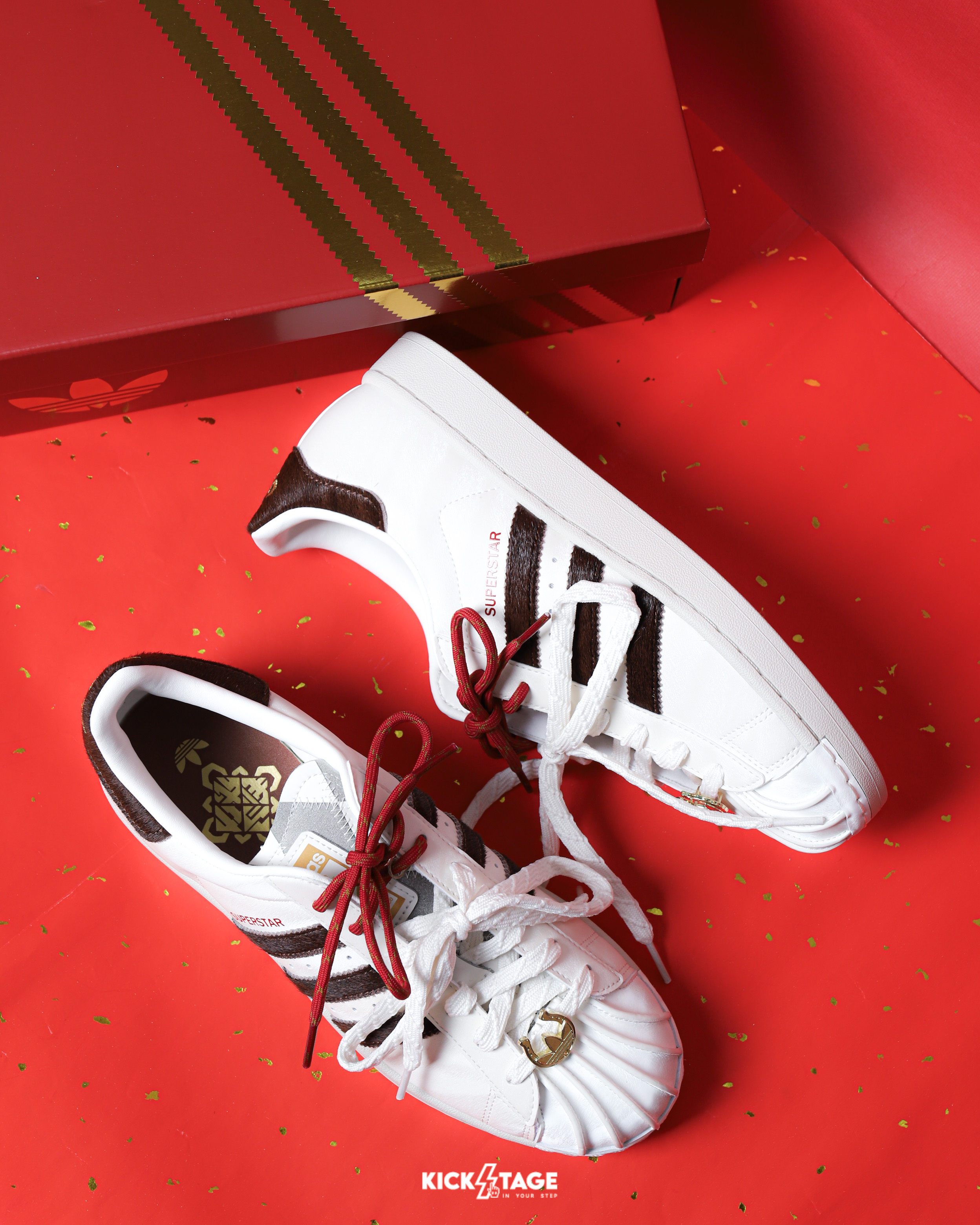 男女鞋 ADIDAS SUPERSTAR II 2 白紅 馬年 新年 貝殼頭 雙鞋帶 皮革 經典 休閒鞋【KJ6293】CNY