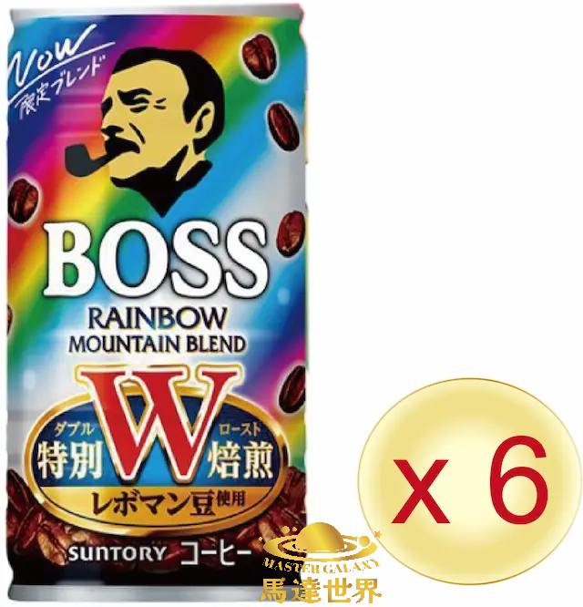 【6罐裝】Boss 彩虹山咖啡 185ml 日本直送 (*新舊批次包裝隨機發貨)