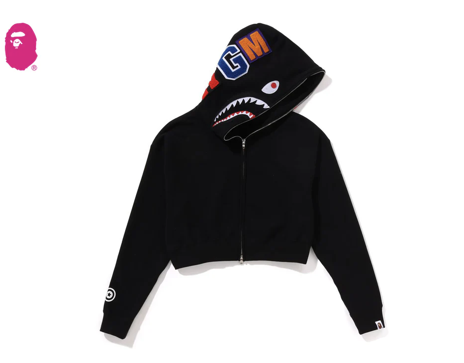 【BAPE女生】0103 發售 寬短版 SHARK CROPPED FULL ZIP HOODIE