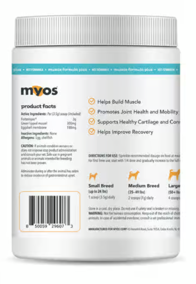 MYOS 犬用綠唇貽貝肌肉及關節配方蛋白粉 198g