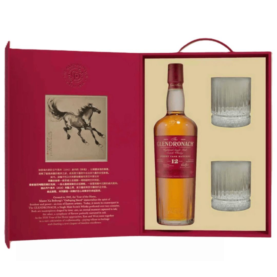 格蘭多納 12年 單一純麥威士忌 2026 馬年限定禮盒 700mL 連酒杯X2 禮盒