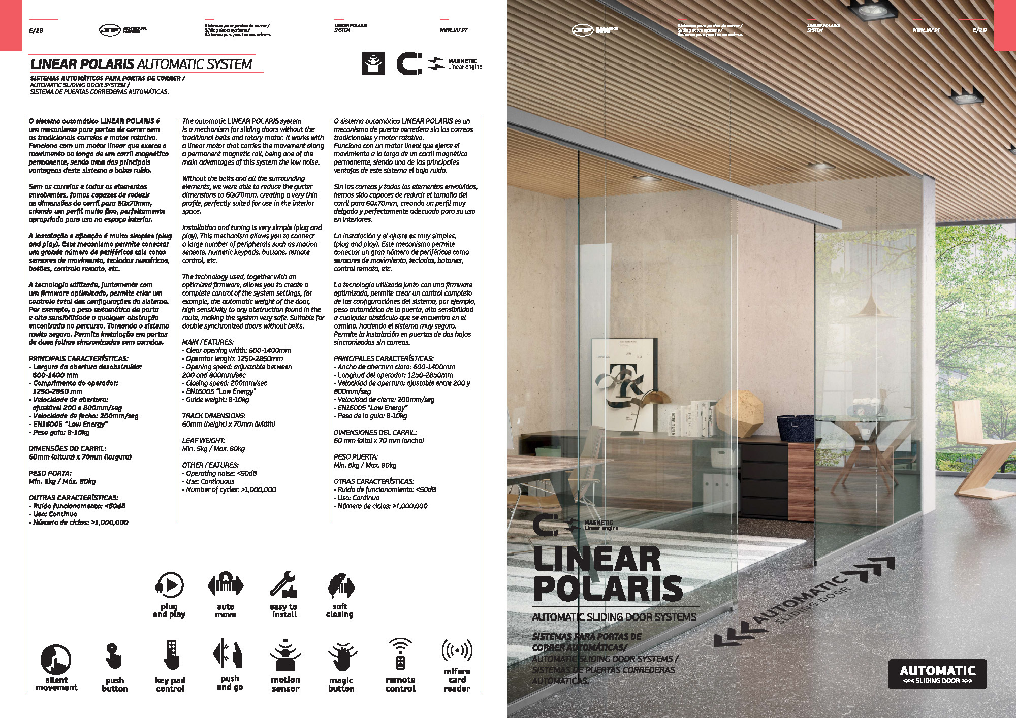 懸浮電動自動 玻璃趟門JNF Linear Polaris Automatic Sliding Door System