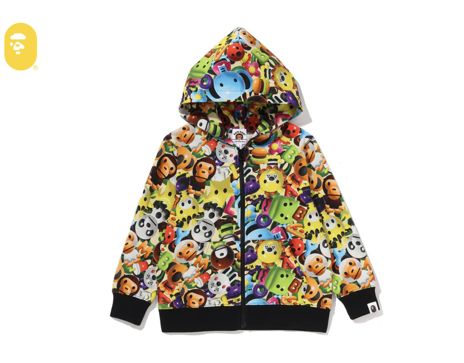 【BAPE童裝】0103 發售 3D MILO ALL FRIENDS ZIP HOODIE