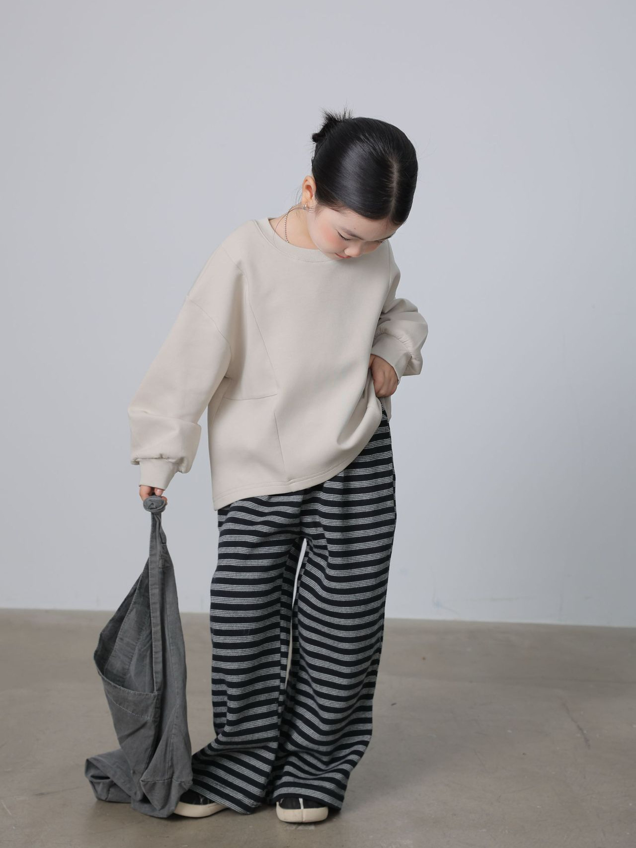 橫條刷毛拖地褲(90-120)