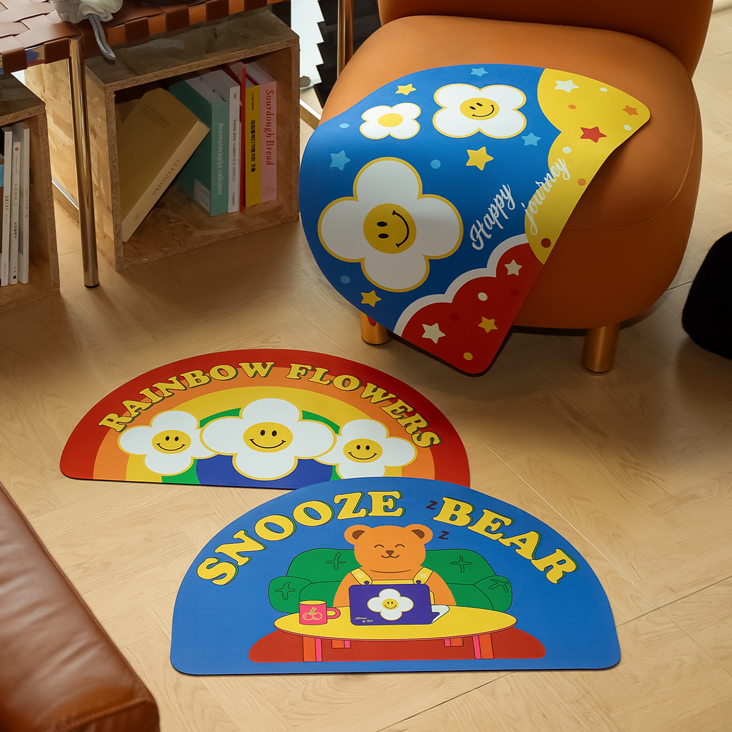 《6504》微笑小花半圓吸水地墊((硅藻泥))