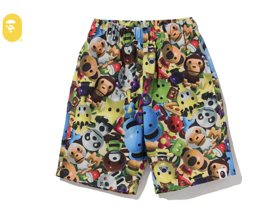 【BAPE童裝】0103 發售 3D MILO ALL FRIENDS BEACH SHORTS