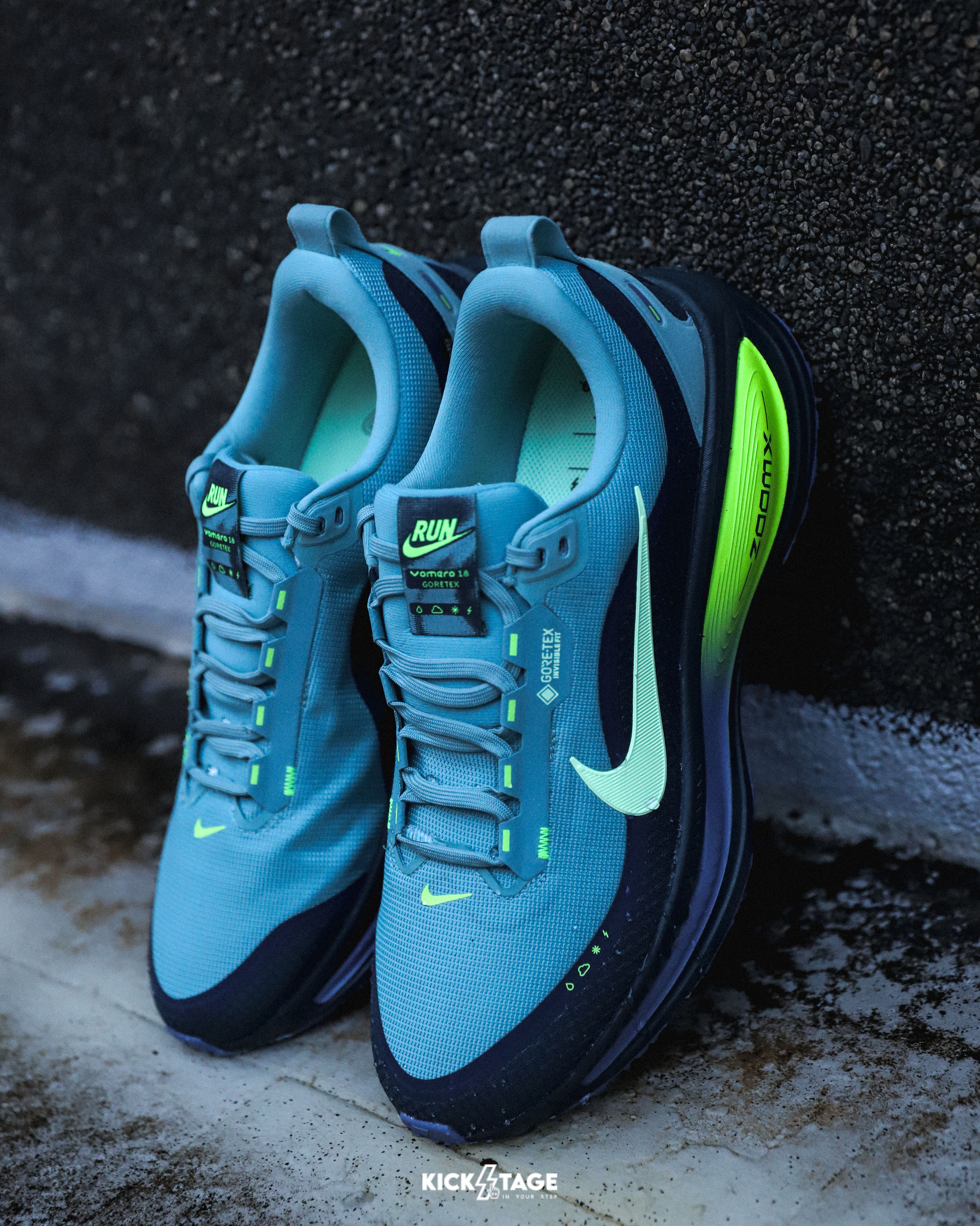 男鞋 NIKE VOMERO 18 GTX GORE-TEX 黑綠色 氣墊 防水 反光 回彈 運動鞋【HQ7001-300】