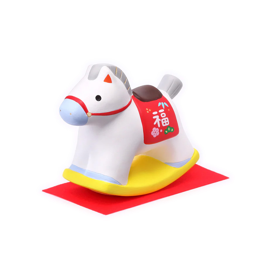 日本 薬師窯 十二生肖-馬陶瓷擺設(No.72) -錦彩招福午(ゆらゆら木馬)