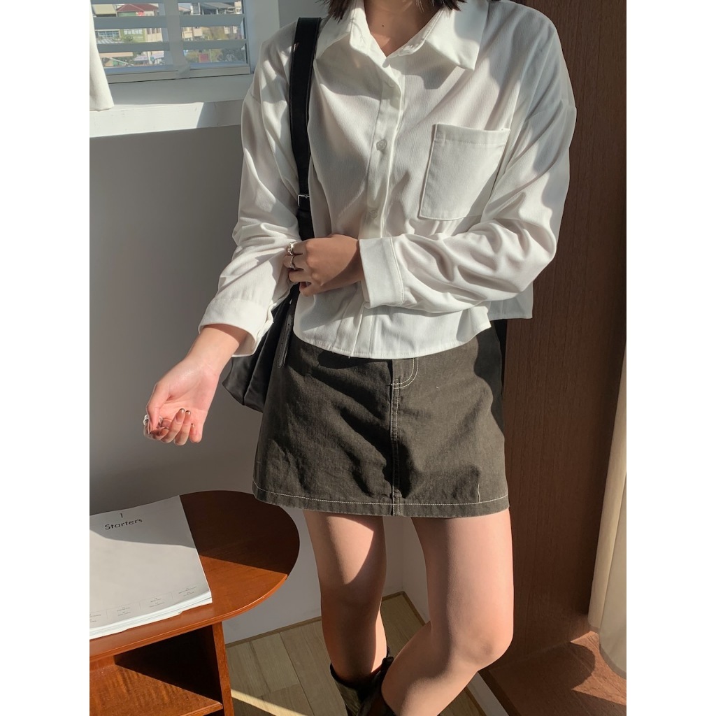 【imfine】日常氣質 燈芯絨短版襯衫 #2826