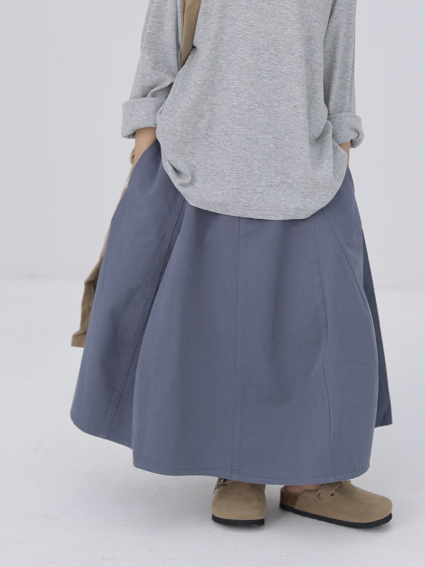 日系百搭純色長裙(90-150)