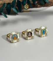 0105LH57-龍虎山DM-貝母唐卡戒指-藥師（A57)