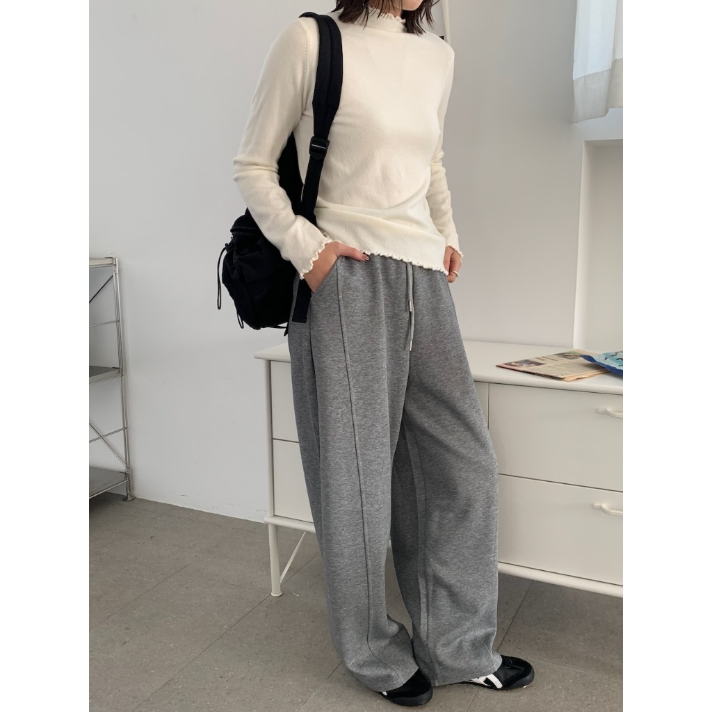 【imfine】酷甜舒適 鬆緊腰抽繩彎刀棉褲 #A3079