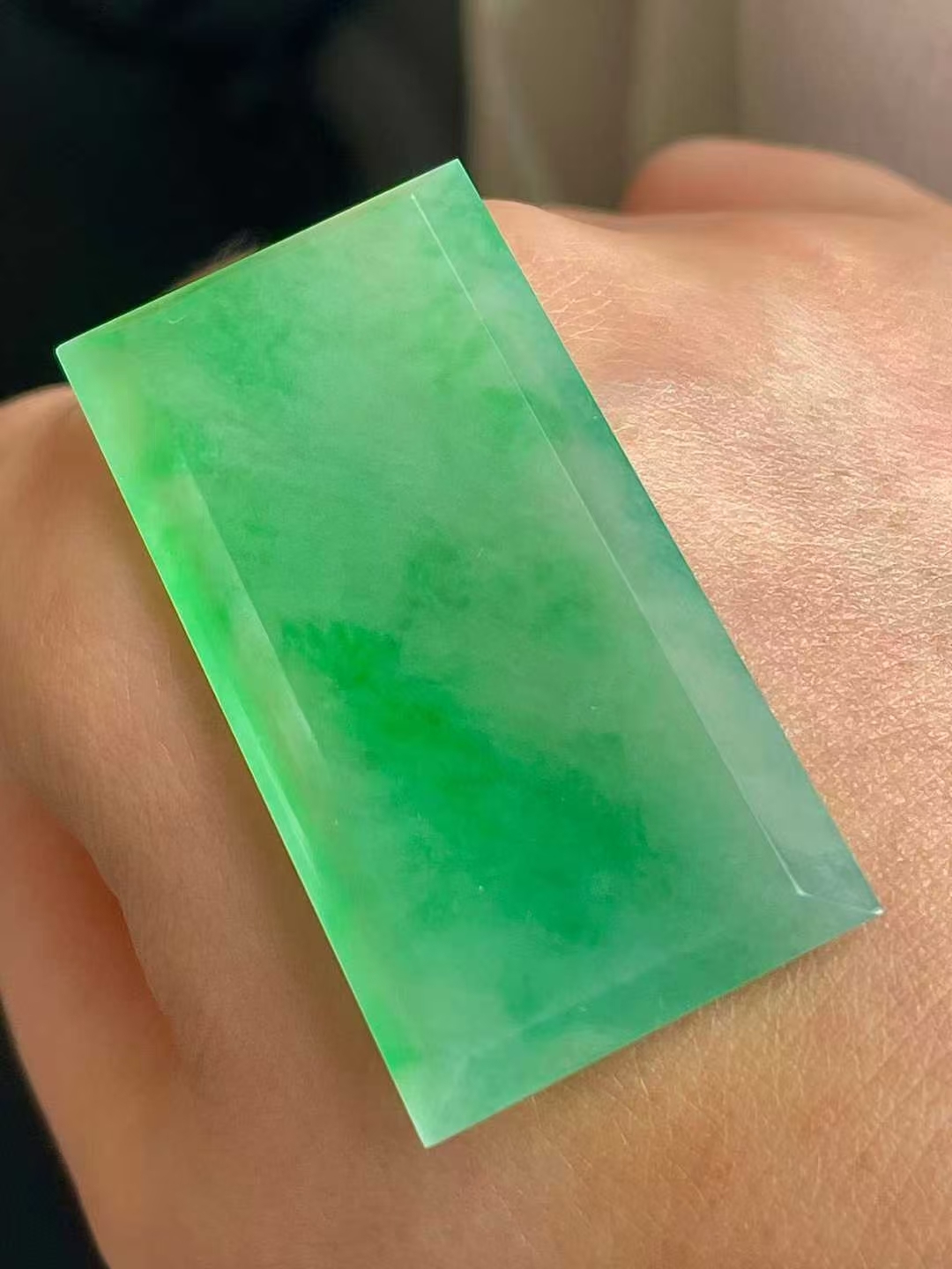 翡翠高冰陽綠無事牌裸石吊墜,天然翡翠A玉, 緬甸玉, Jade, Jadeite