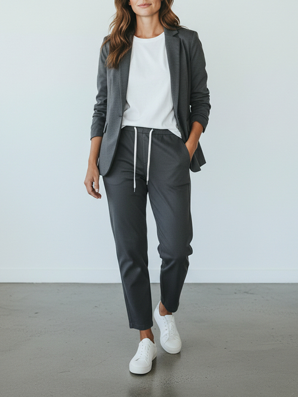 Eleventy 腰綁帶棉長褲(深灰)