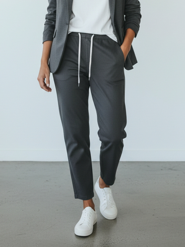 Eleventy 腰綁帶棉長褲(深灰)