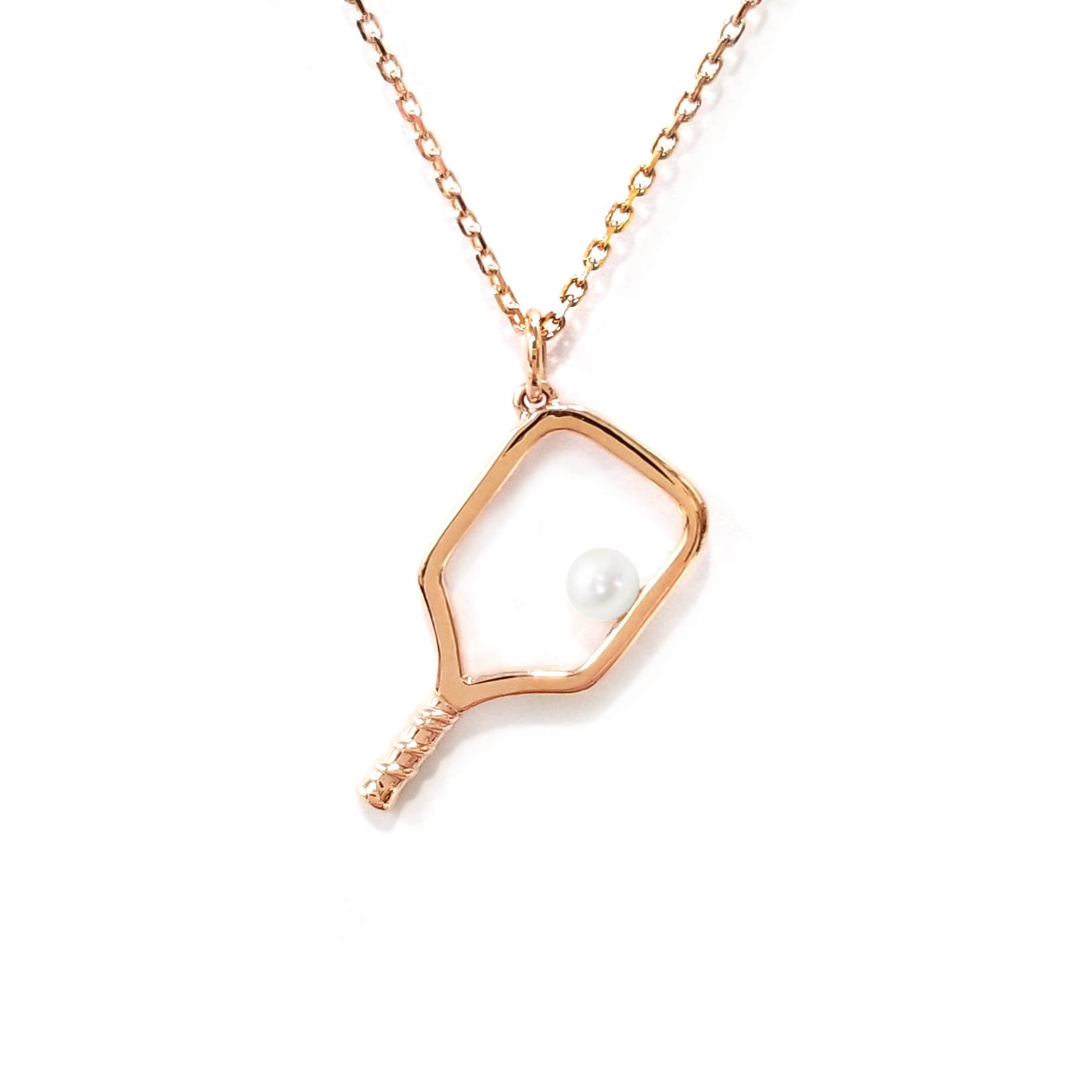 9K玫瑰金 匹克球珍珠頸鏈