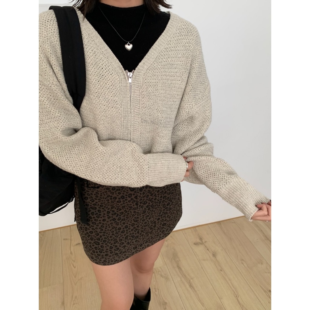 【imfine】冬日好比例 雙拉鏈短版針織上衣 #7587