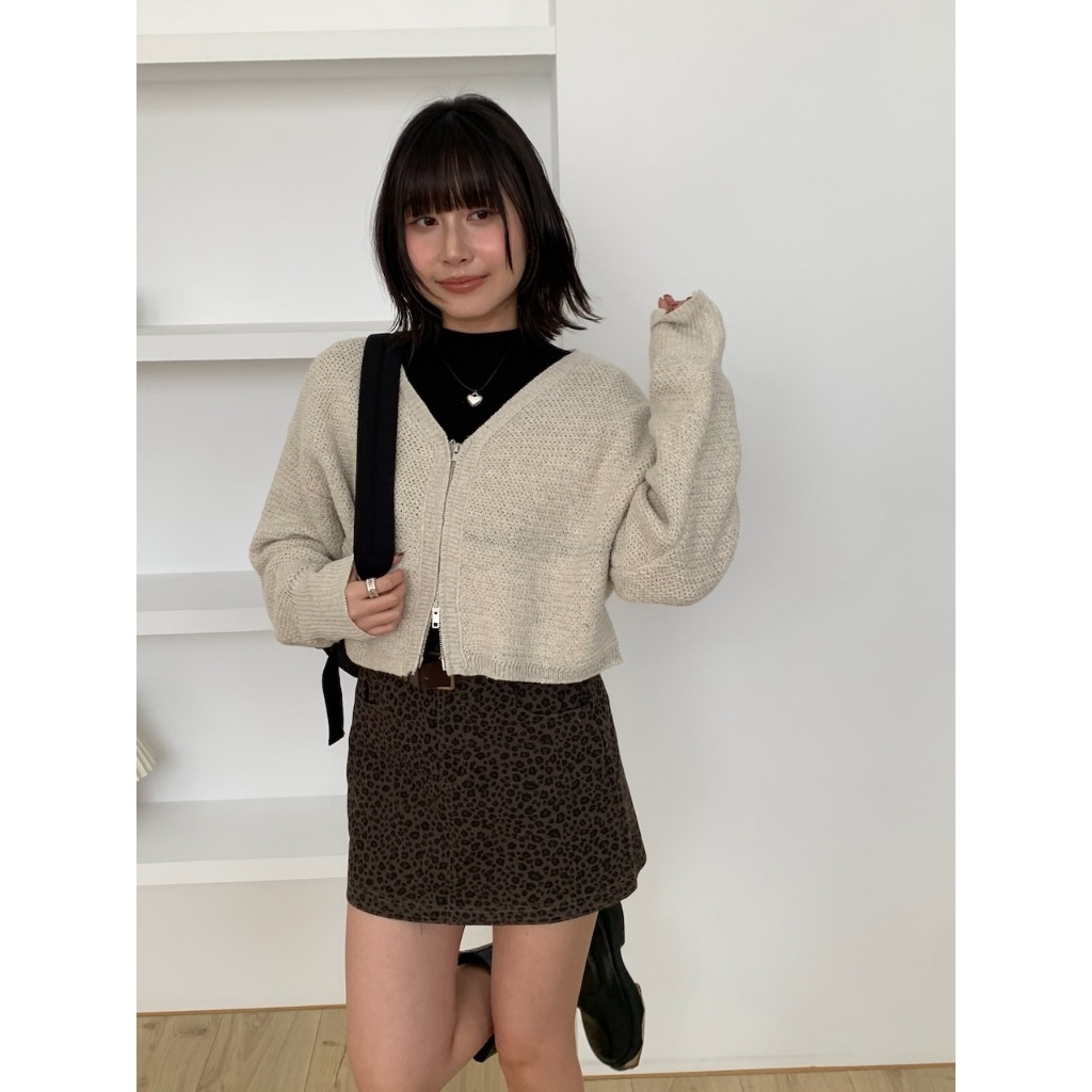 【imfine】冬日好比例 雙拉鏈短版針織上衣 #7587