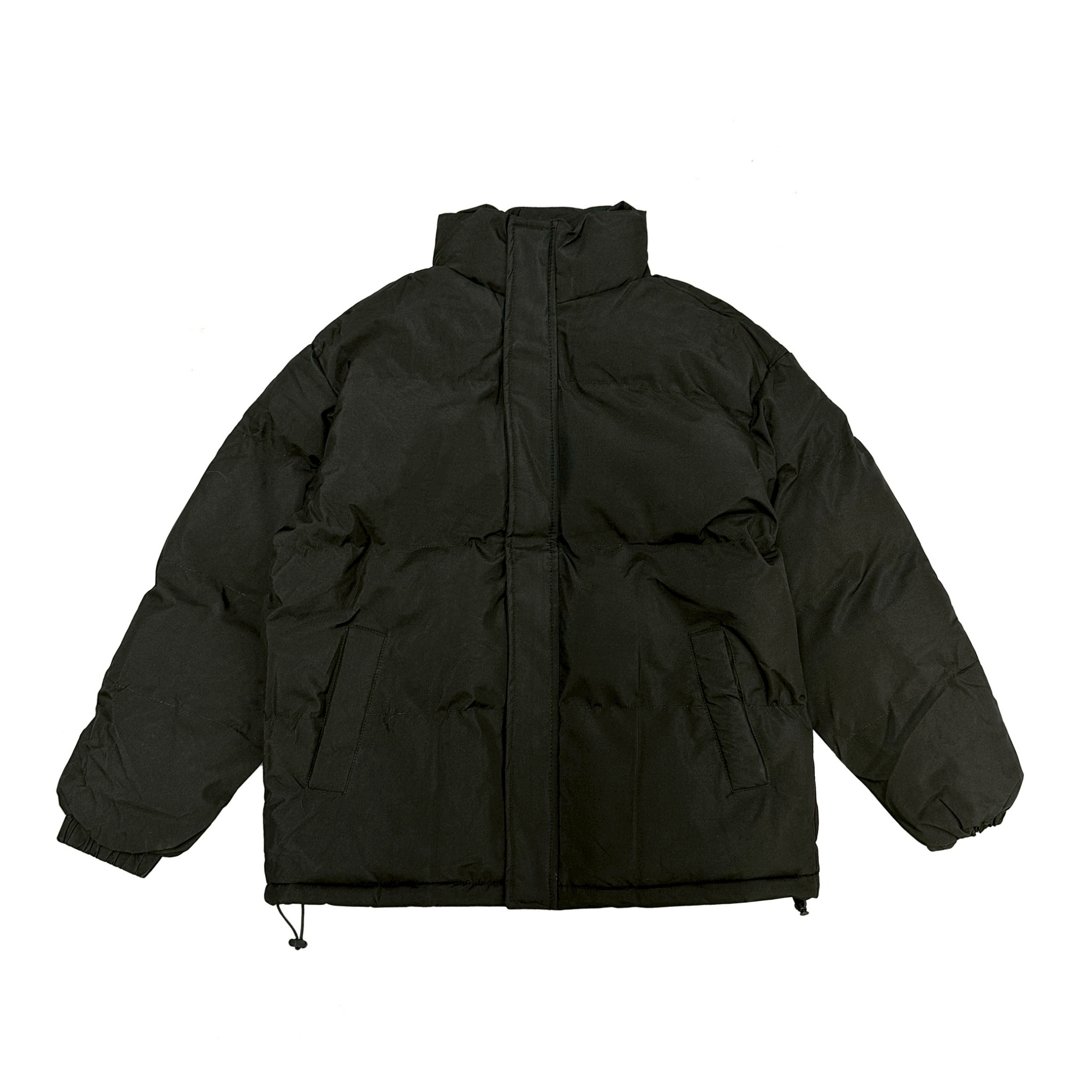 立領毛絨麵包外套-黑