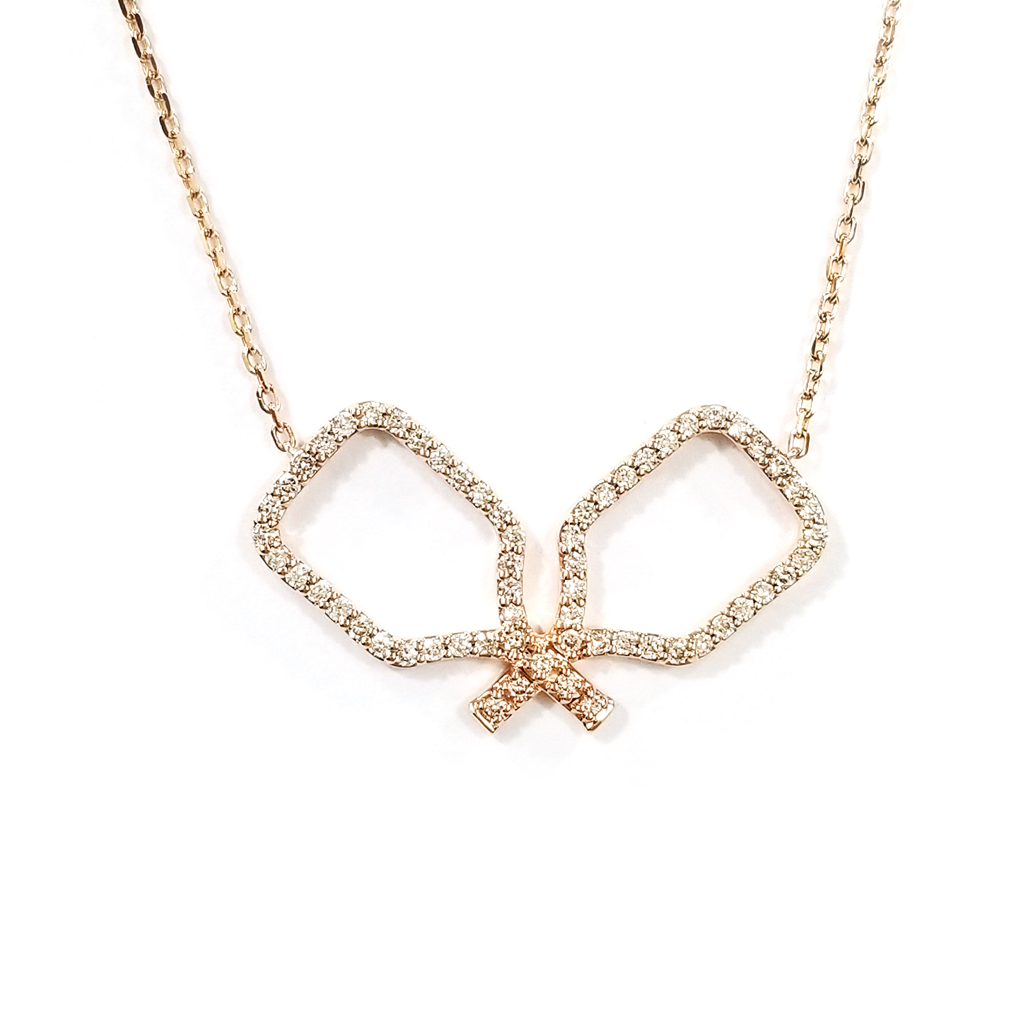 9K玫瑰金 實驗室培育鑽石匹克球頸鏈