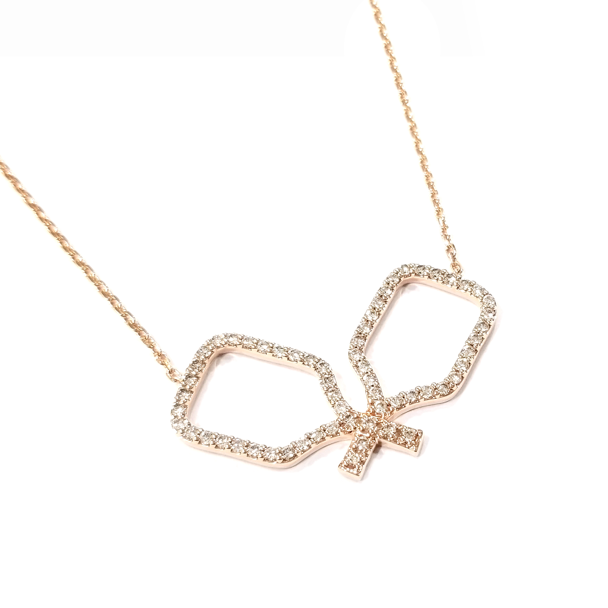 9K玫瑰金 實驗室培育鑽石匹克球頸鏈