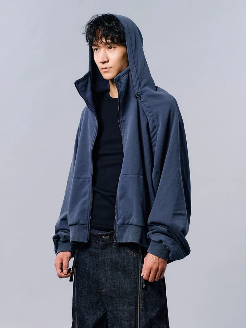 Enclave｜Oversize “Wierd” Zipper Hoodie (Blue)