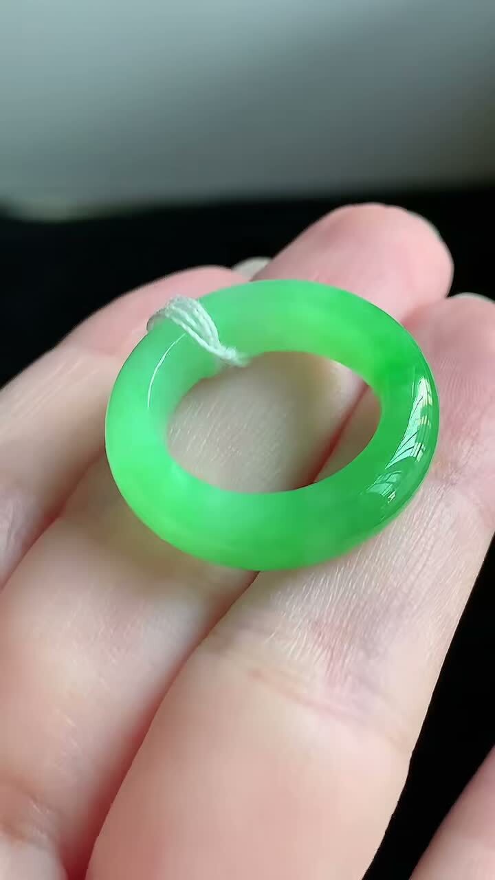 翡翠陽綠指環 (圈口 12號),天然翡翠A玉, 緬甸玉, Jade, Jadeite