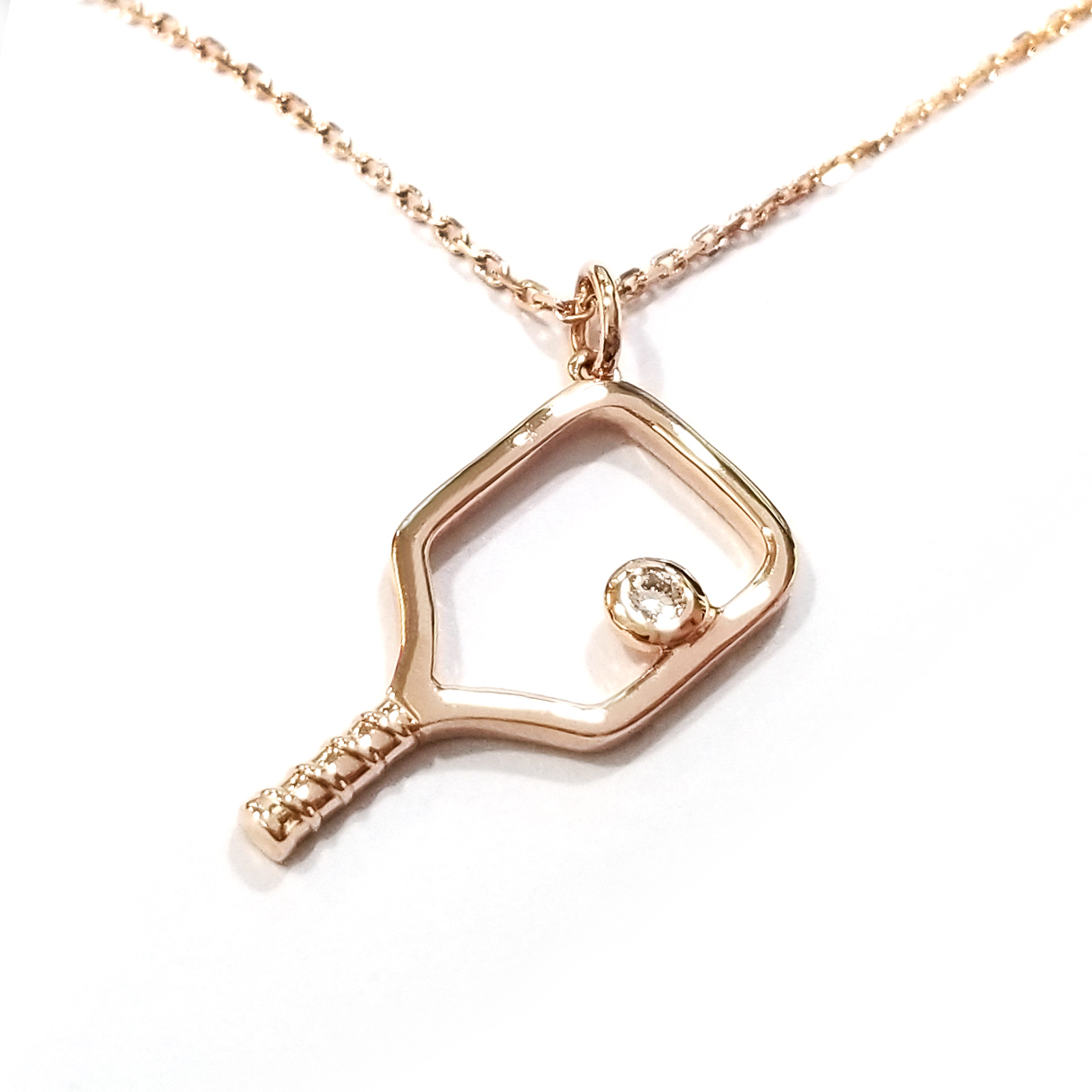 9K玫瑰金 實驗室培育鑽石匹克球頸鏈