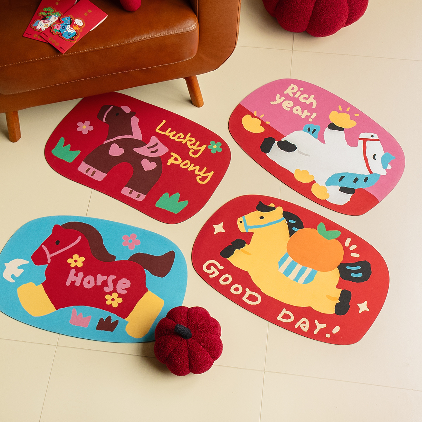 《6507》馬年吉祥話吸水地墊((硅藻泥))