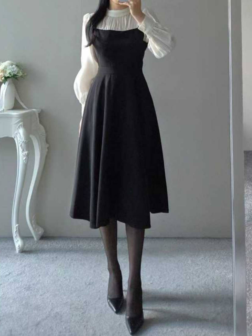 Zoe 溫柔拼接A字洋裝 [ 2色 / S,M ]