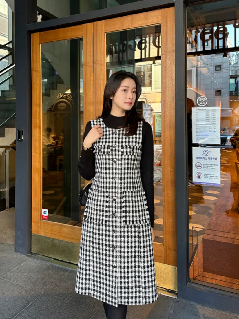 Damla 香香格紋無袖洋裝 [ 2色 / S,M ]