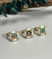 0105LH59-龍虎山DM-貝母唐卡戒指-摩利支天（A59)