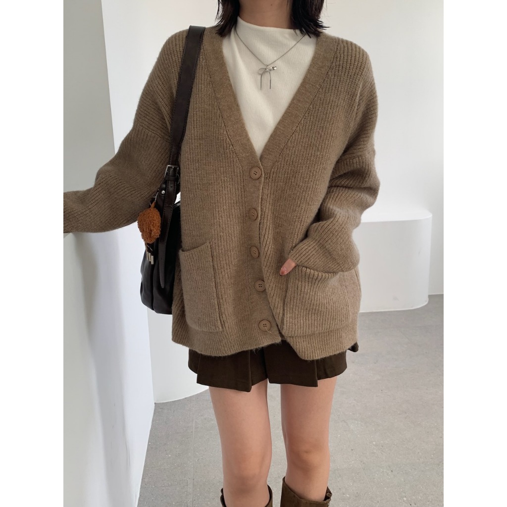 【imfine】這個季節最愛的開釦口袋針織罩衫 #7598