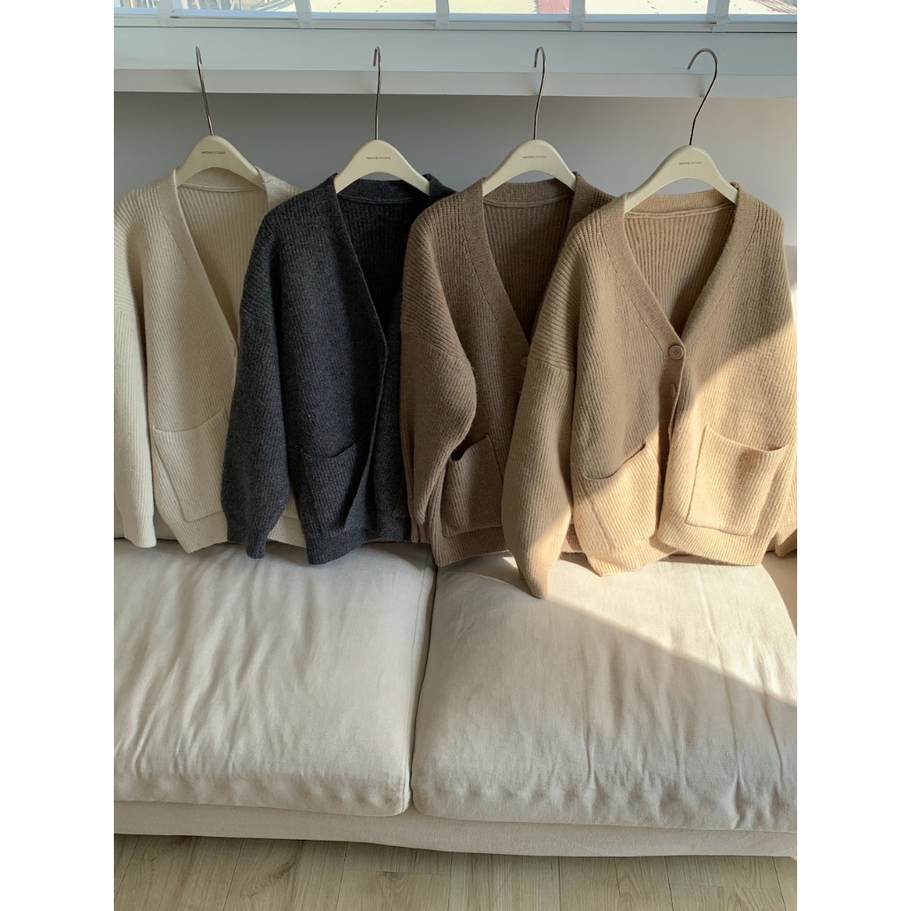 【imfine】這個季節最愛的開釦口袋針織罩衫 #7598