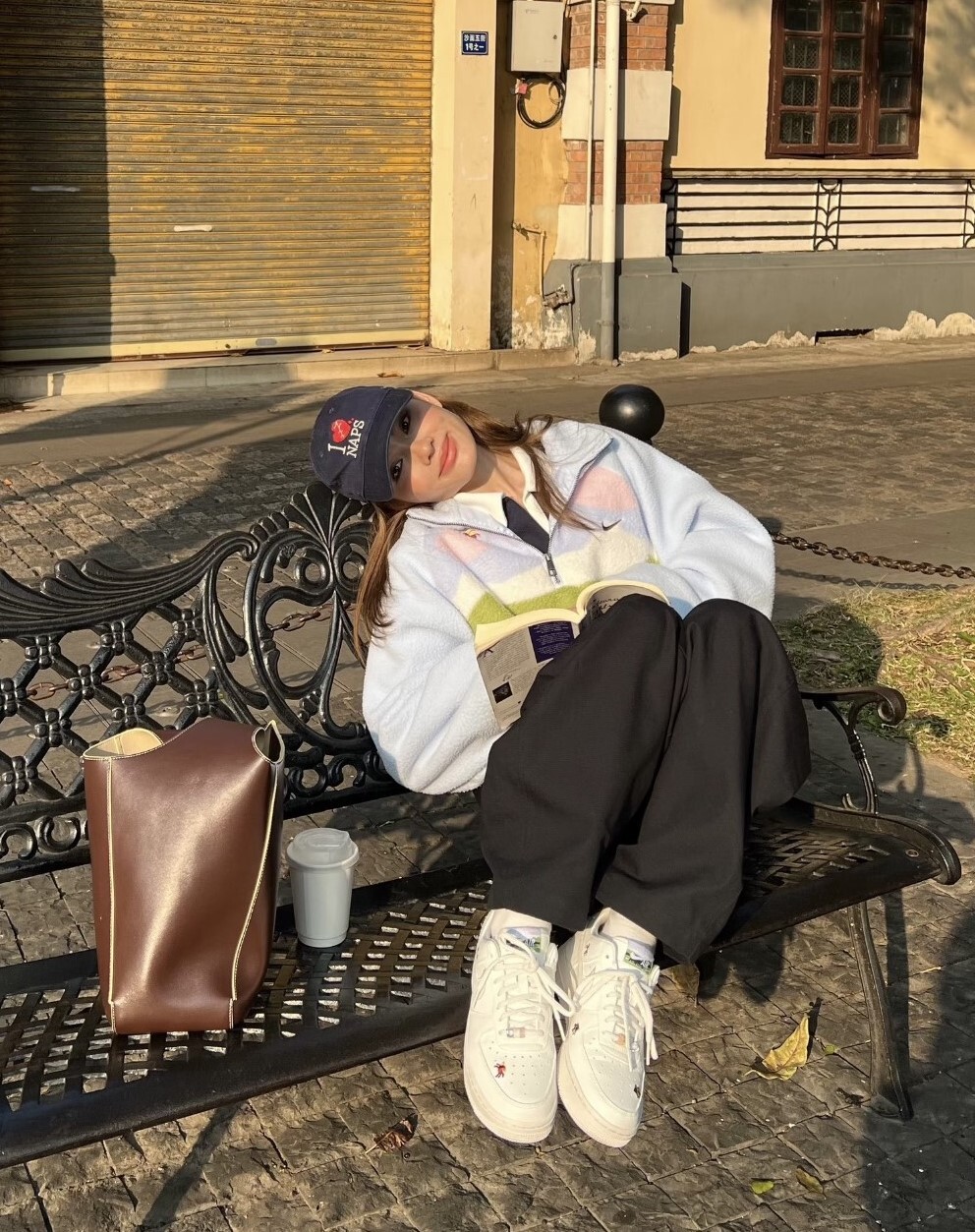 男款 NIKE W NSW AOP CNY TEE 淺藍色 馬年 新年 曠野 刺繡 高領 羊羔毛 長T【IQ3822-407】NKTF