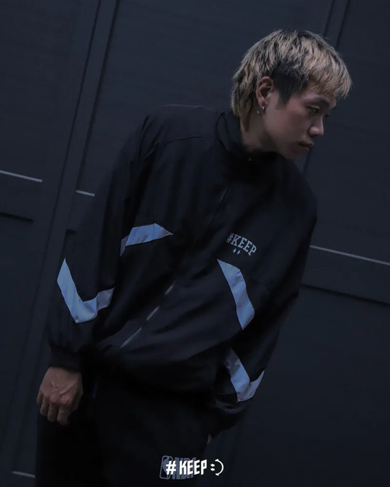 #KEEP ARC SHADOW SPORTS JACKET 黑色 閃電 落肩 網布內裡 風衣 弧影 運動 外套【KS332】
