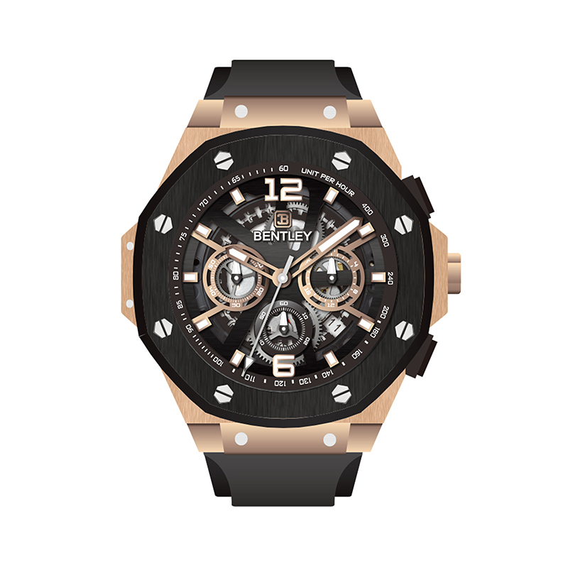 【BENTLEY賓利】THE KNIGHT騎士系列 尊爵 質感 真三眼 夜光 帶日期 矽膠 石英 手錶