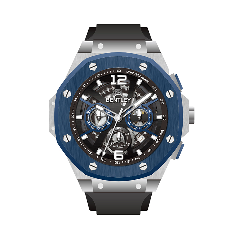 【BENTLEY賓利】THE KNIGHT騎士系列 尊爵 質感 真三眼 夜光 帶日期 矽膠 石英 手錶
