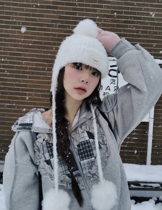 【7/1完額外95折優惠預訂】韓國心型格紋拼接連帽外套（2色）