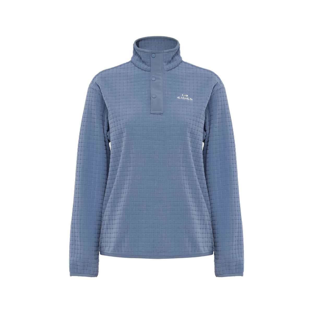 【EIDER】女刷毛立領排釦長袖上衣/25EDWW25206-[煙燻藍、奶油白]